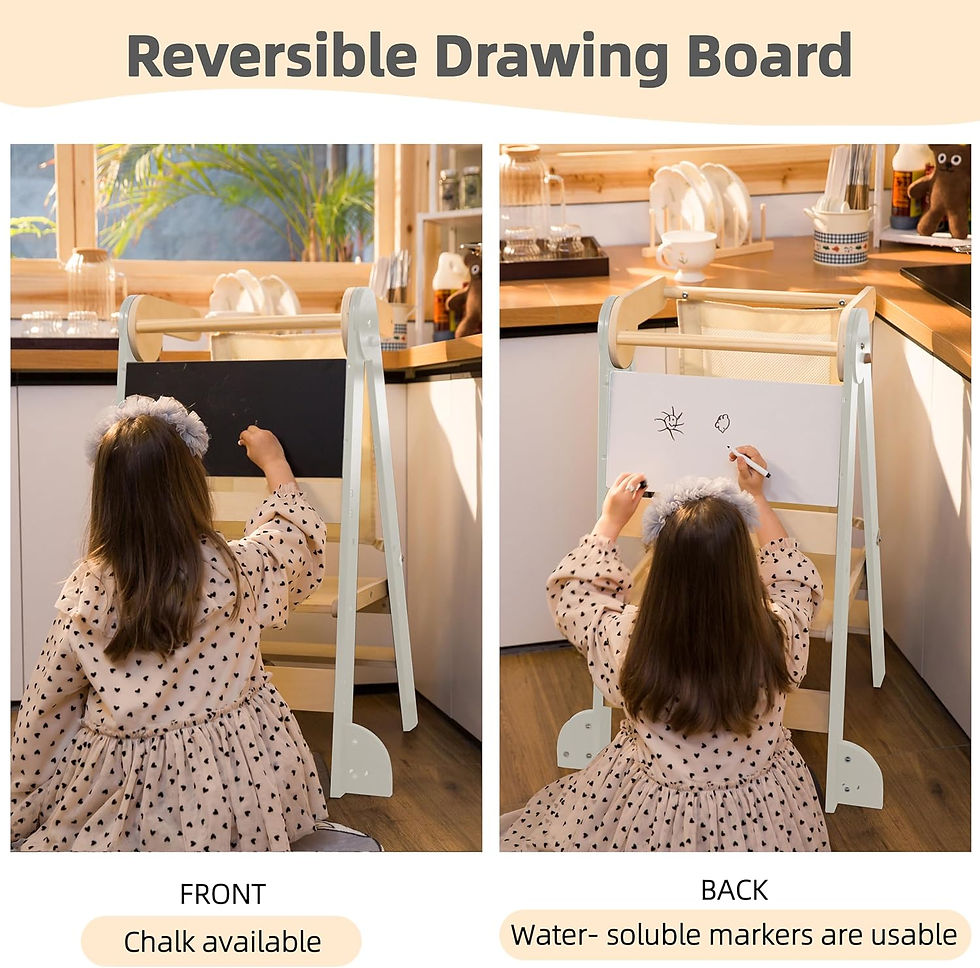 Thumbnail: Foldable Toddler Tower Kitchen Stool helper adjustable height 1-4yrs
