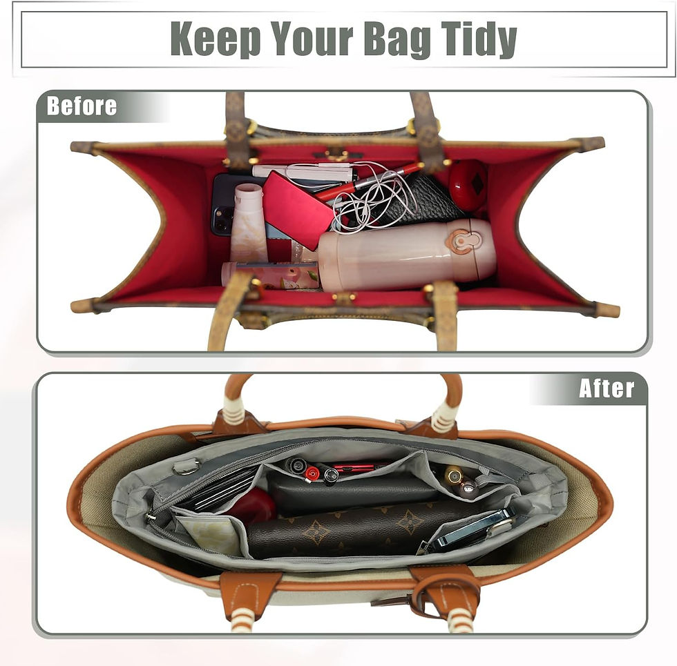 Thumbnail: Tote Bag Organizer Insert, Crossbody w/ Adj Strap Waterproof Nylon Gray XL