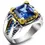 Thumbnail: Men 925 Sterling Silver Turkish Square Ring Faceted Blue Green Zircon