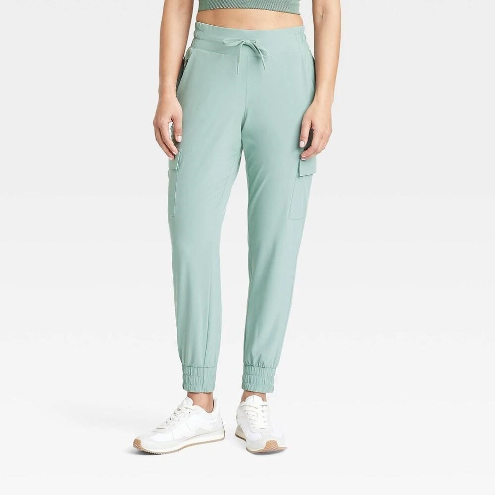 Thumbnail: Women's Active Stretchy Light Mid-Rise Cargo Joggers Sage Green