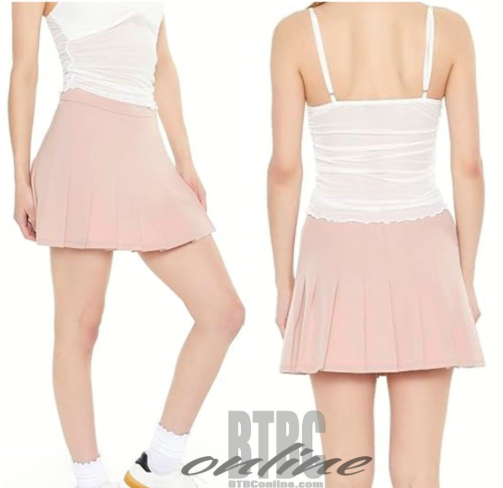 Forever 21 Women's Pleated A-line Mini Skirt LIGHT PINK MEDIUM NWT