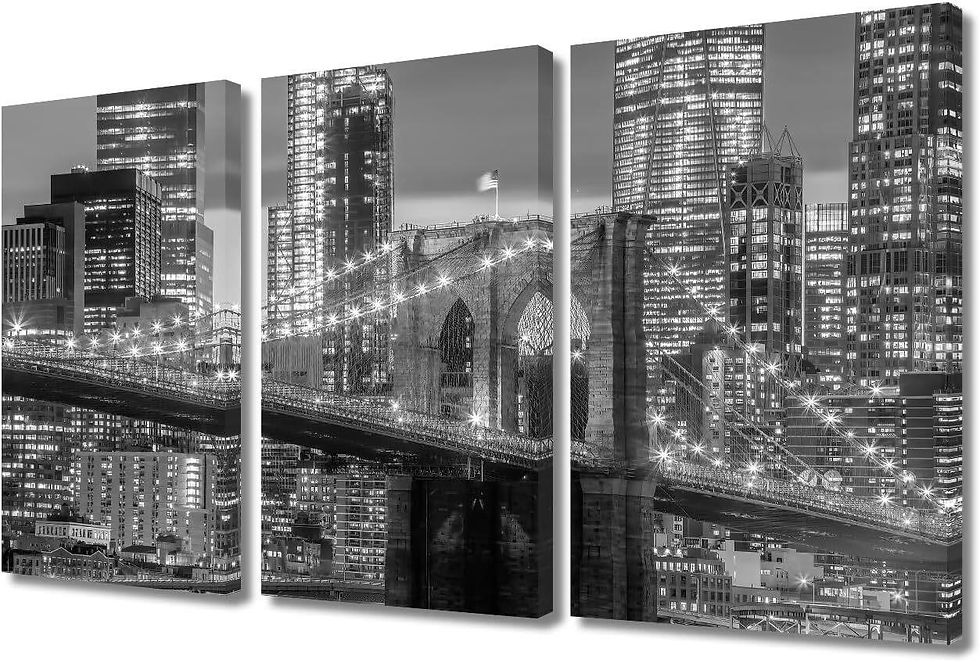Thumbnail: NYC Wall Art New York City Manhattan at Night 3-pc canvas