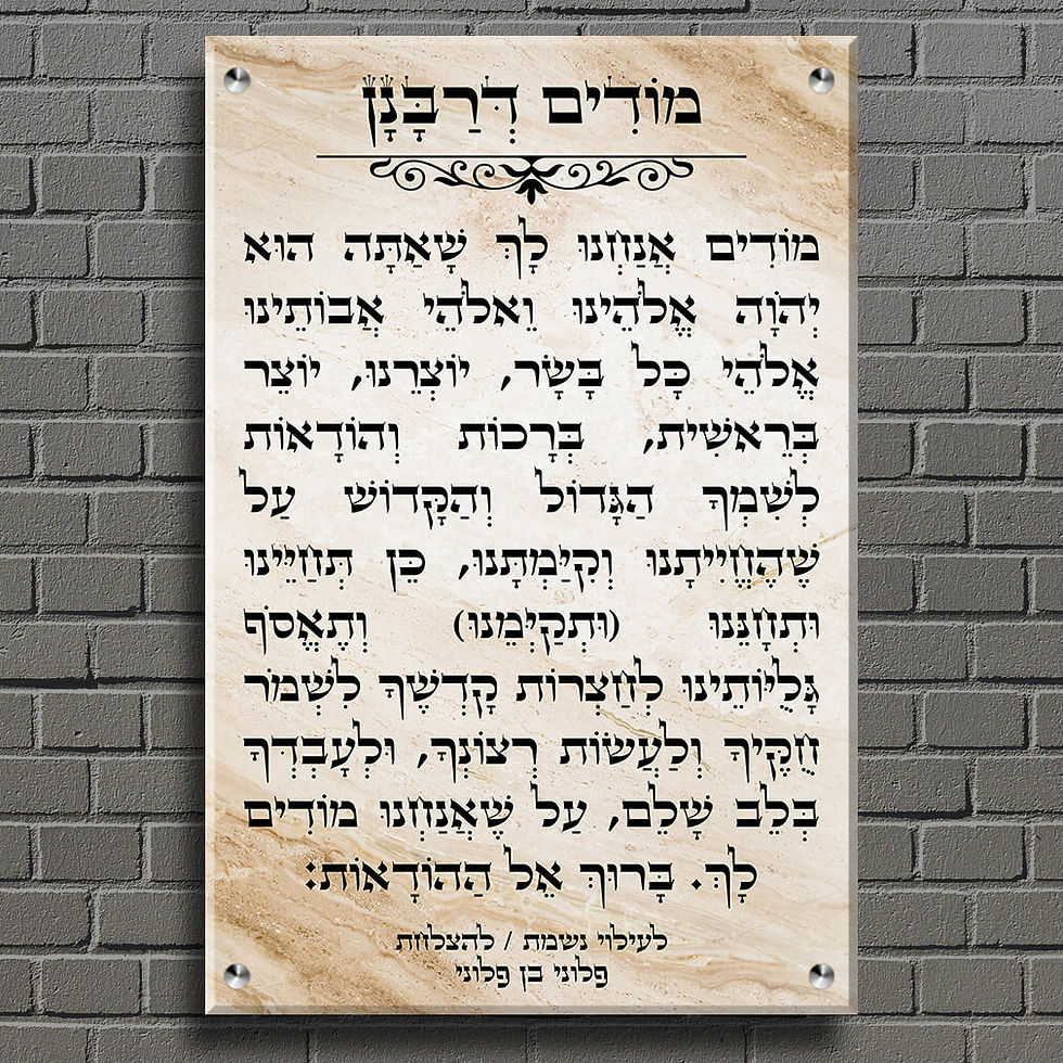 תמונה ממוזערת: שלט זכוכית לבית כנסת - שלט מודים דרבנן