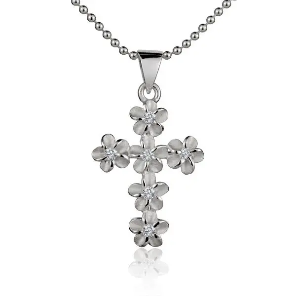 Plumeria Cross Pendant - 5mm