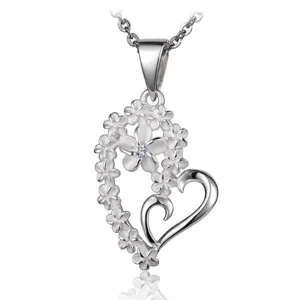 Half Lei Heart Plumeria Pendant - 6mm