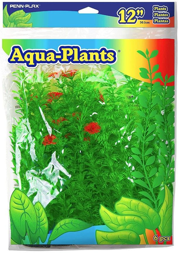 Penn Plax Plastic Plant Pack 12" Green