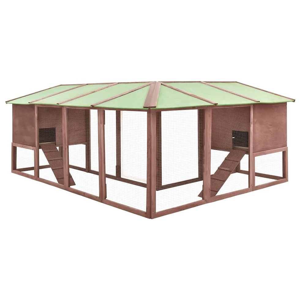 Thumbnail: Outdoor Rabbit Hutch with Run Mocca and White Solid Fir Wood