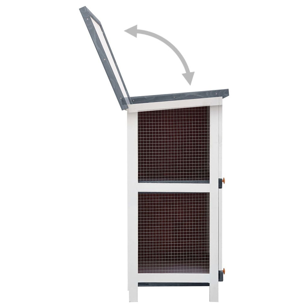 Thumbnail: Outdoor Rabbit Hutch 4 Doors Gray Wood