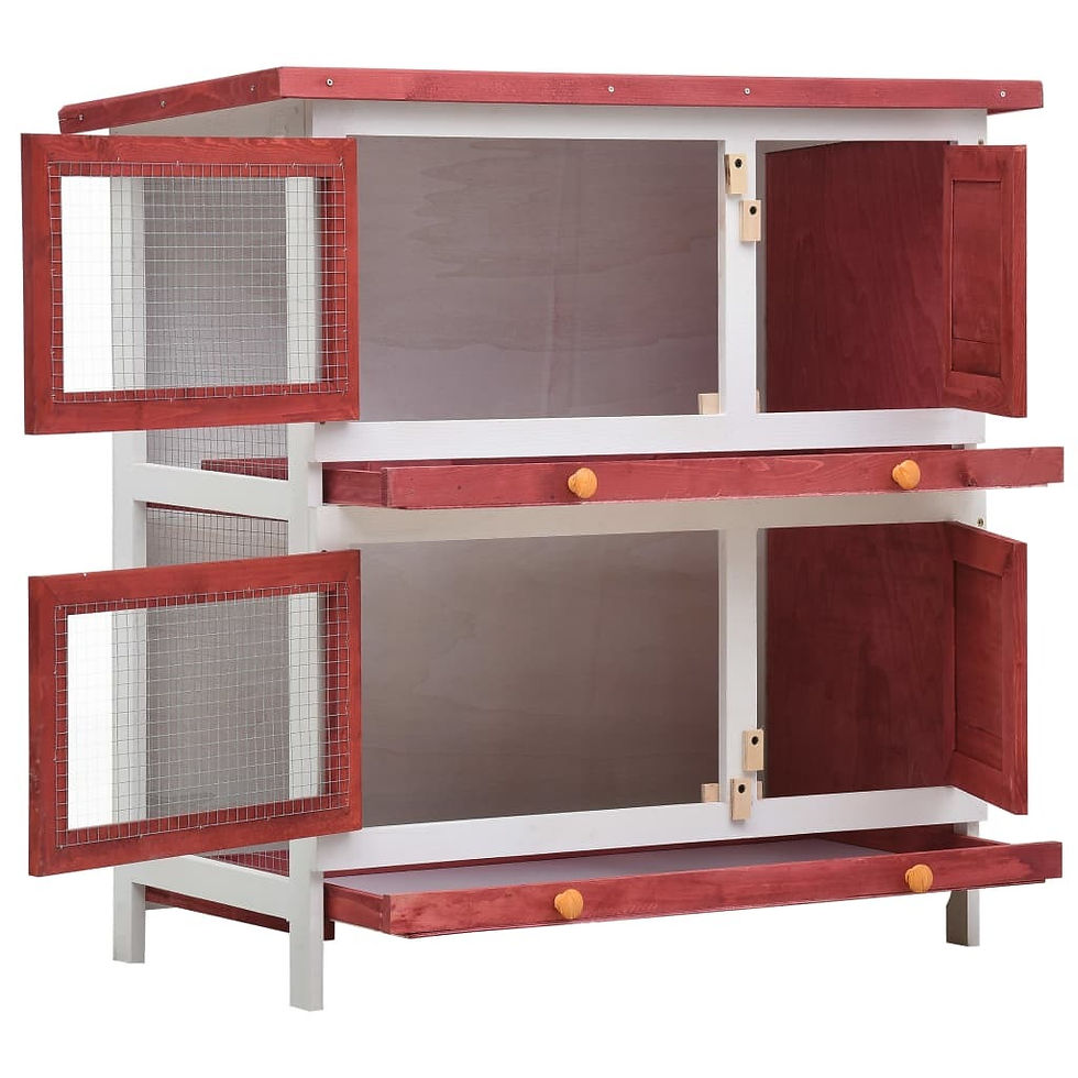 Thumbnail: Outdoor Rabbit Hutch 4 Doors Red Wood