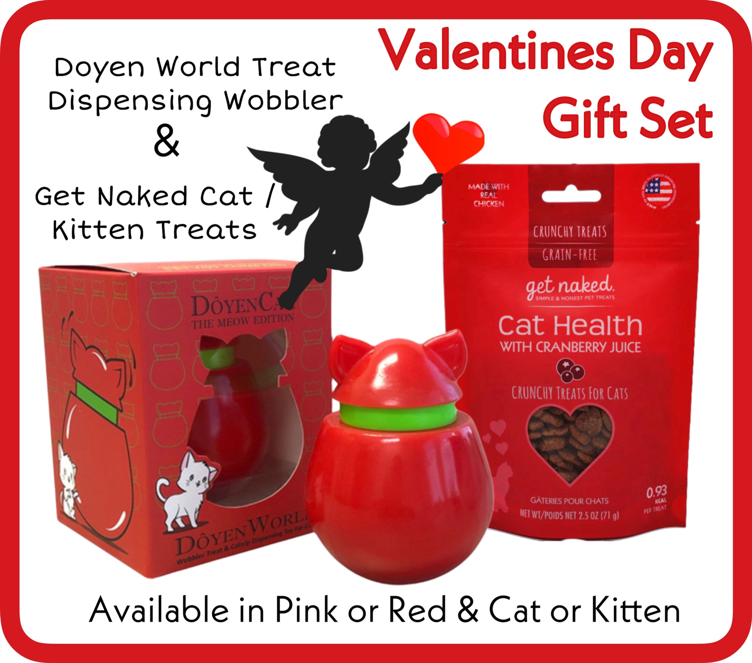 Purrrrfect Valentines Day Gift Set for Cats - Treat Wobbler & Treats
