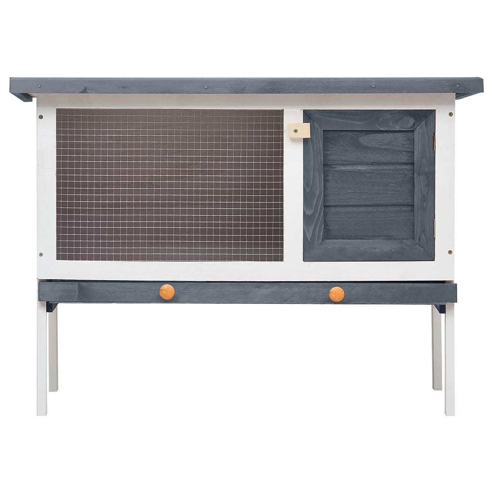Thumbnail: Outdoor Rabbit Hutch 1 Layer Gray Wood