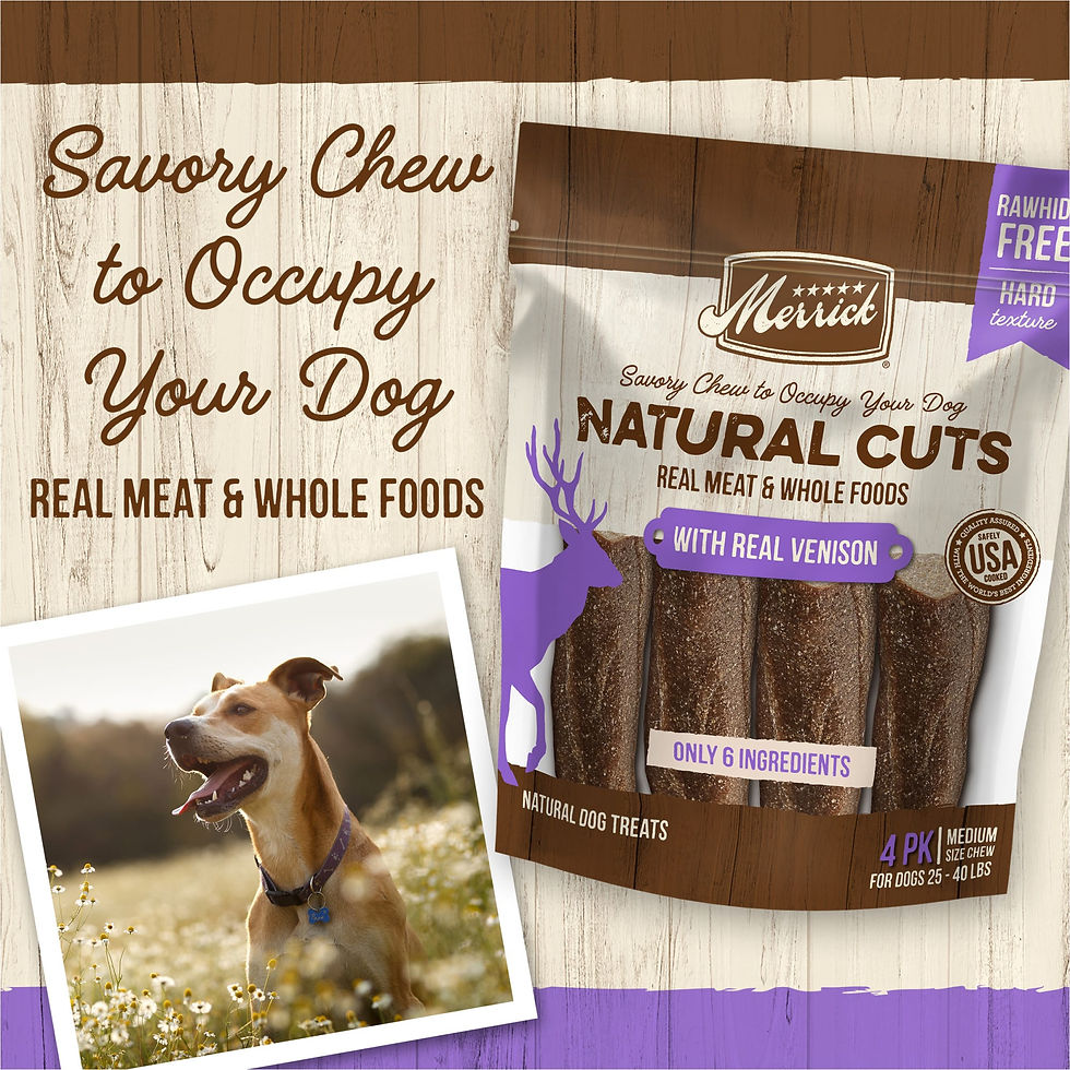 Thumbnail: Merrick Natural Cuts Dog Treats, Chew with Venison for Medium Dogs, Pack of 4