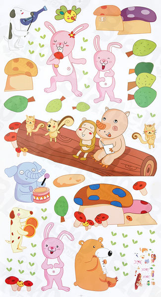 Thumbnail: Singing Animals - Wall Decals Stickers Appliques Home Decor