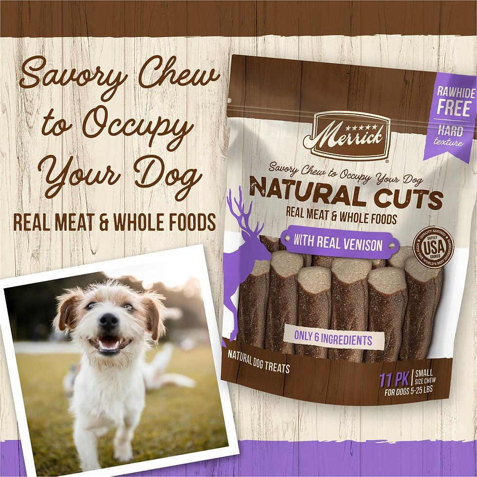 Thumbnail: Merrick Natural Cuts Dog Treats, Chew with Venison for Small Dogs, Pack of 11