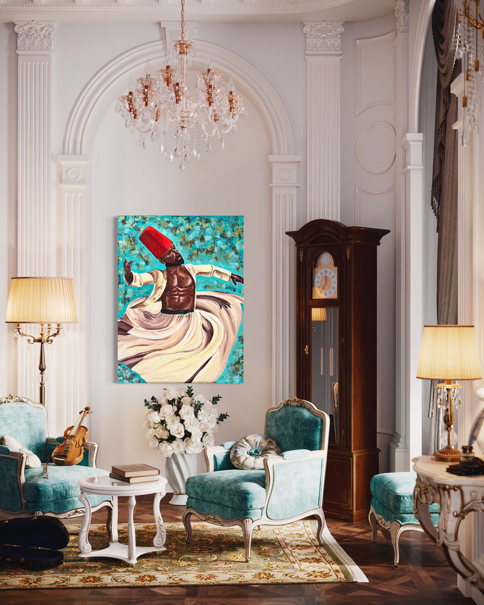 Oil Painting of a Twirling dervish
