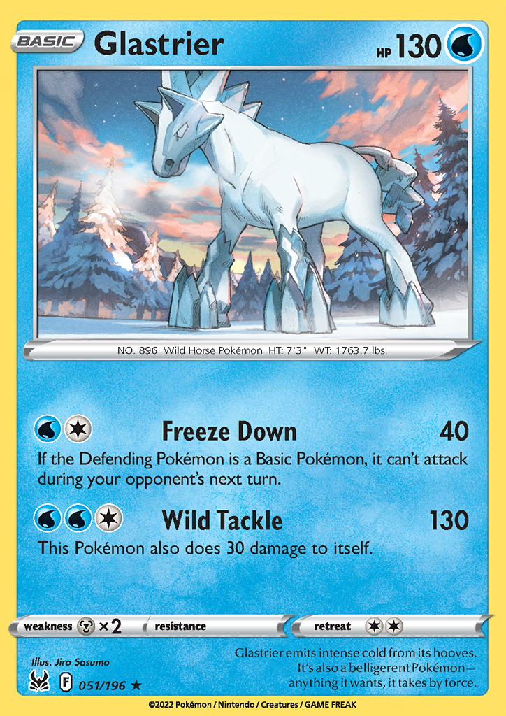 051/196 - Glastrier - Holo Rare - Lost Origin