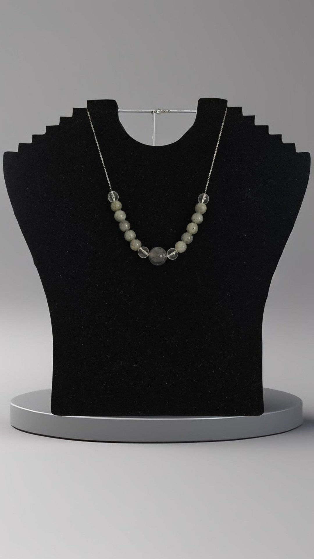 Collier Labradorite et Cristal de Roche