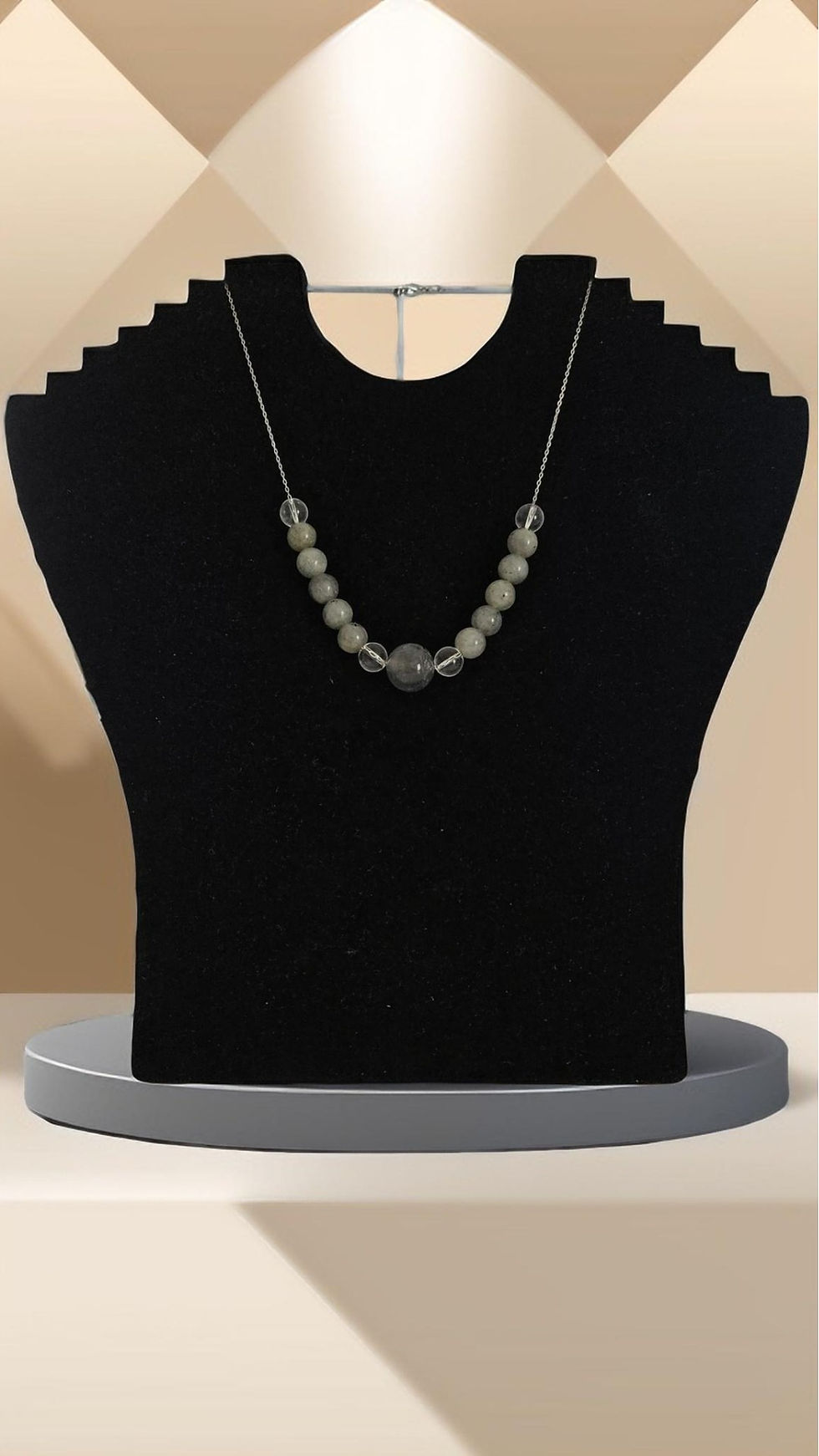 Miniature : Collier Reflet Mystique:  Labradorite & Cristal de Roche