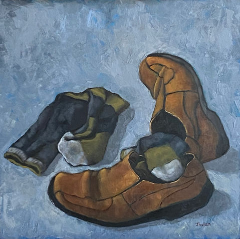 old shoes and warm socks. Life's comforts16x16Oil.jpeg