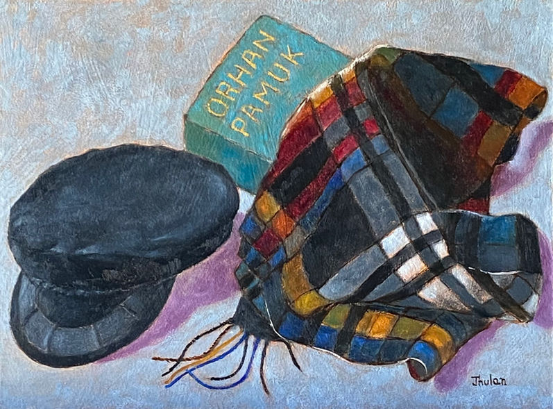 hat scarf Pamuk. Life's comforts12x16oil.jpeg