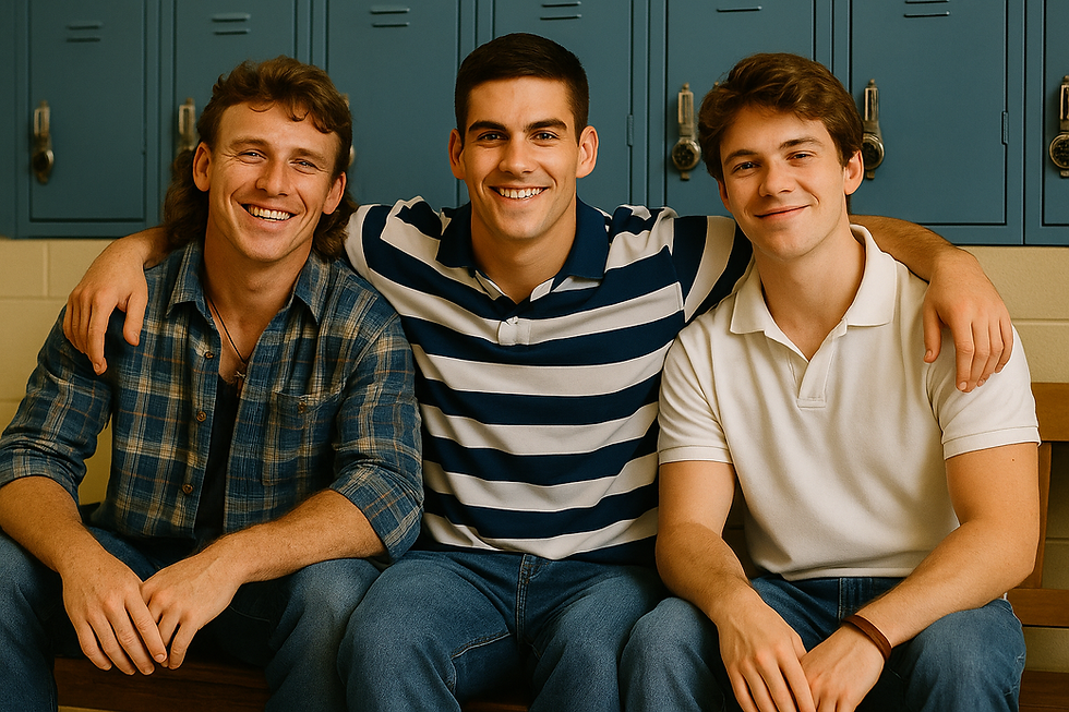 The guys from Between the Bells in the hallway.