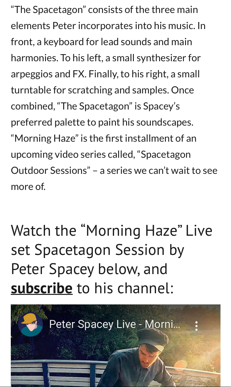 Peter Spacey Intreview - Electric Hawk Article