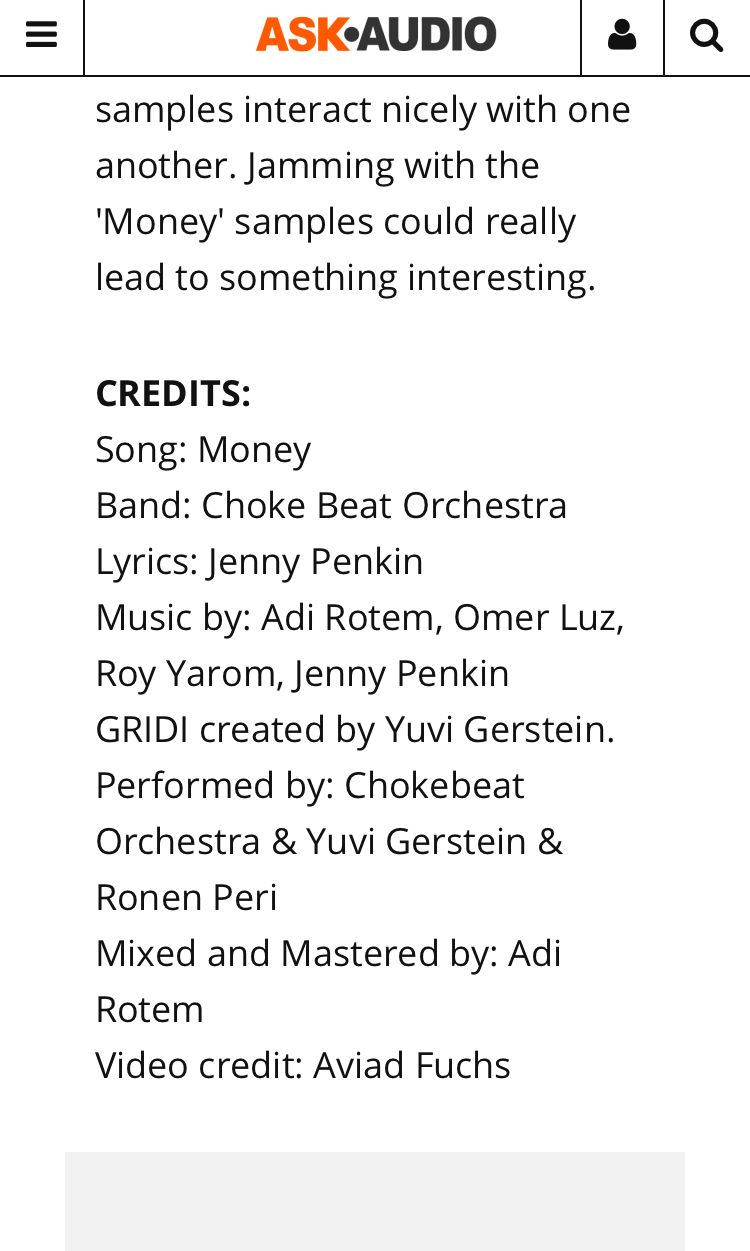 Choke Beat Orchesta X Gridi - Ask Audio Magazine - Money