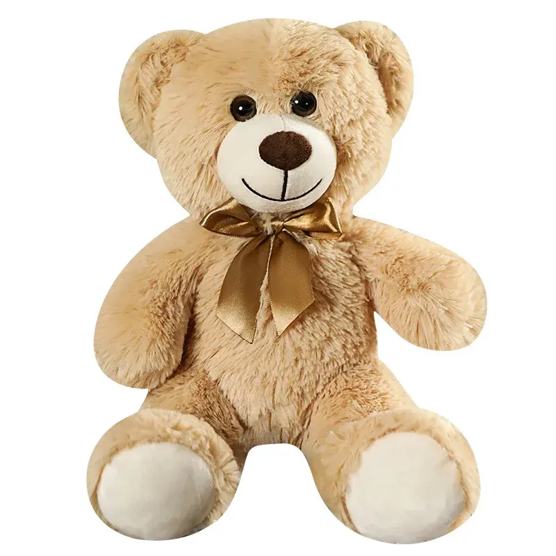 Miniatura: Lindo osito de peluche con pajarita colorida, juguete para abrazar.