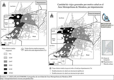 20. Cantidad de viajes generados por motivo salud en el AMM, por departamento cita CORTA 2