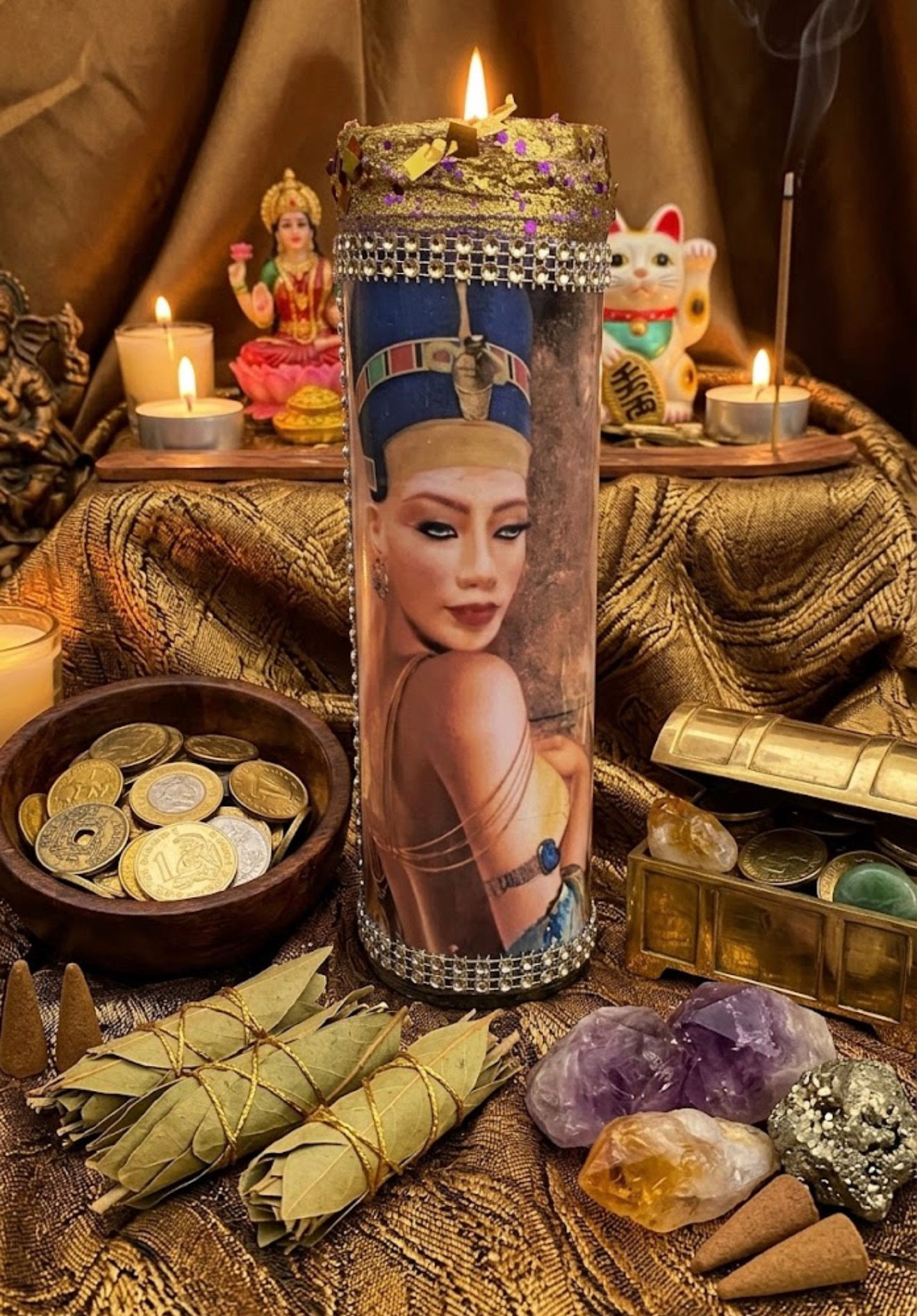 Vela Preparada Nefertiti EMPODERAMIENTO Y ÉXITO ECONÓMICO 👑✨💰