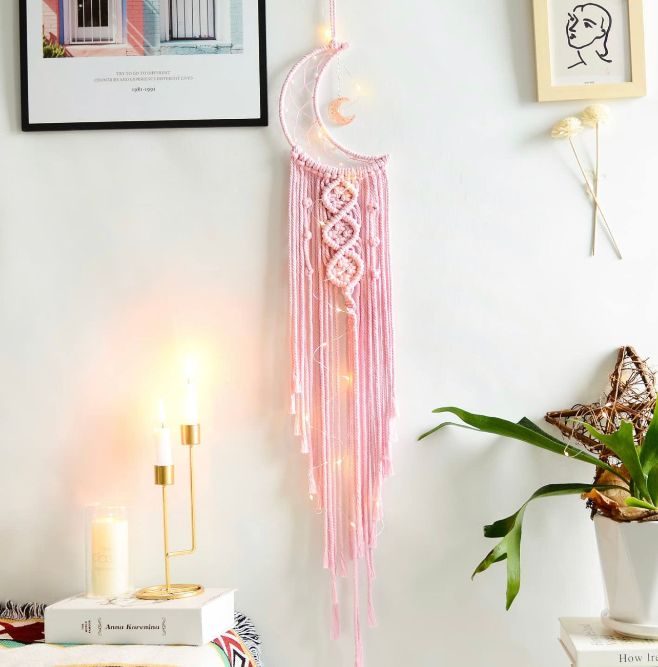 Atrapa Sueños Luna Rosa 🌙 