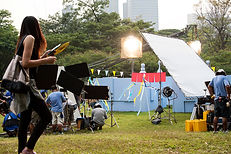 屋外の映画セット