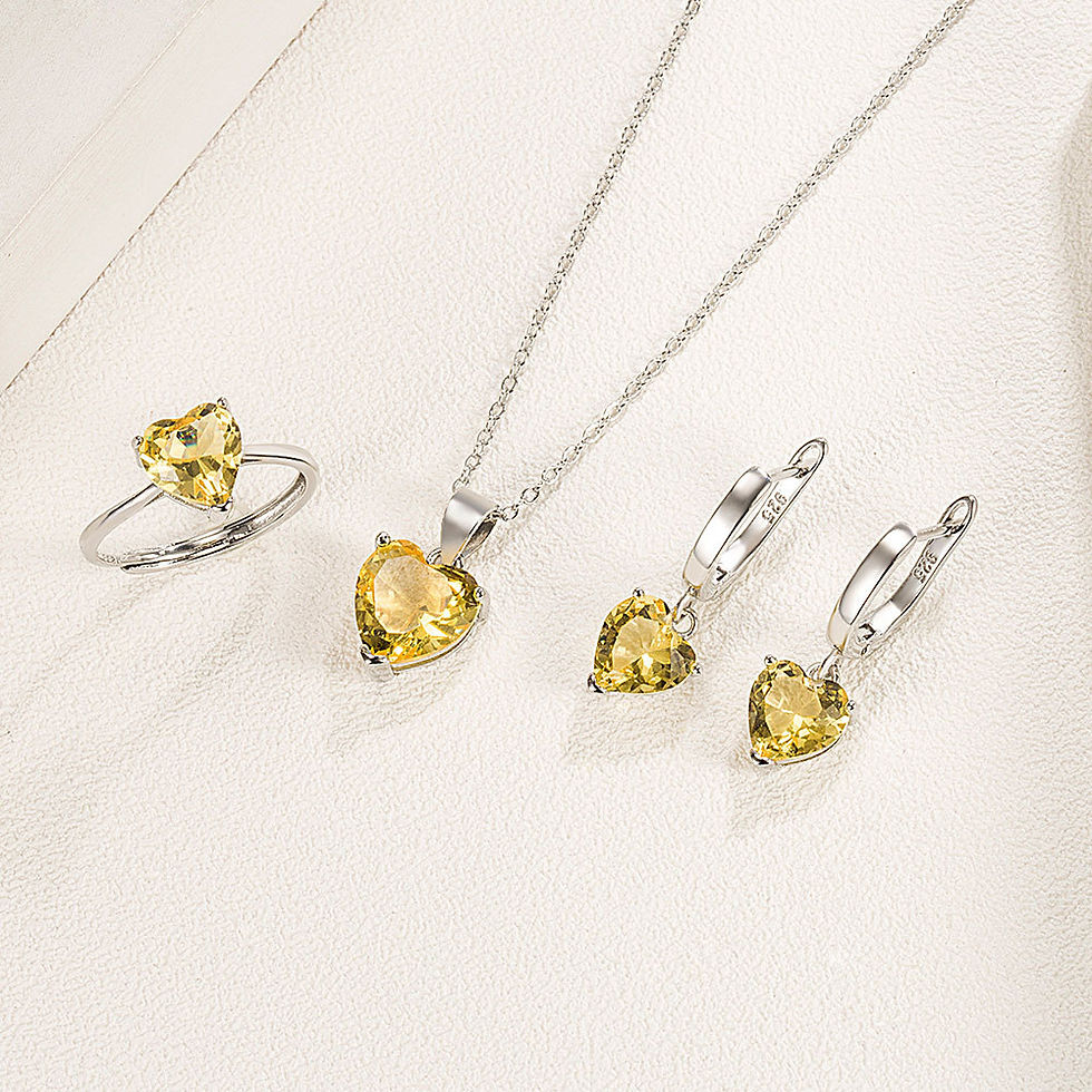 Miniatura: 925 Sterling Silver Jewelry Sets For Women Heart Zircon Ring Earrings Necklace W