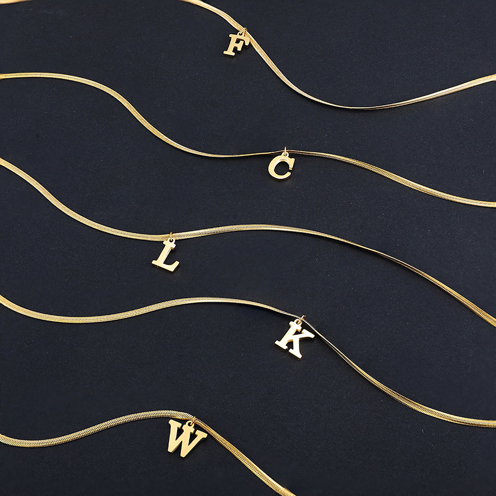 Miniatura: A-Z Alphabet Gold Plated Stainless Steel Pendant Necklace for Women Snake Chain