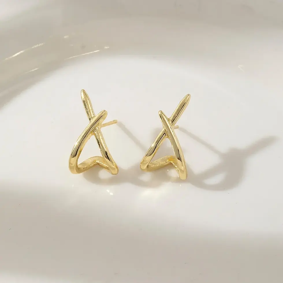 Miniatura: LATS Trendy Gold Color Cross Stud Earrings for Women Dainty Simple Minimalist Ea