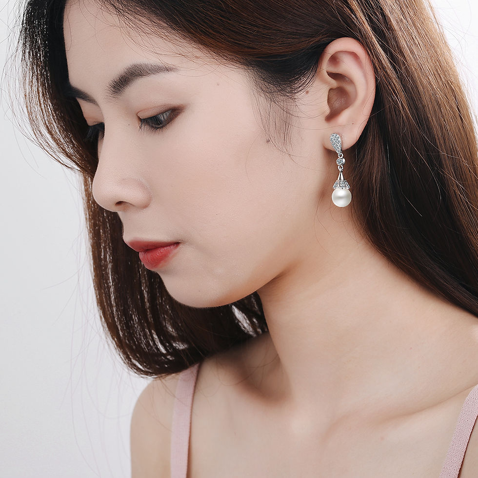 Miniatura: 925 Sterling Silver Pearl Jewelry Natural Freshwater Pearl Drop Earrings For Wom