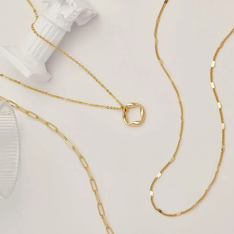 Miniatura: Layered 14k Gold Plated Necklaces for Women Stackable Silver Plated Circle Paper