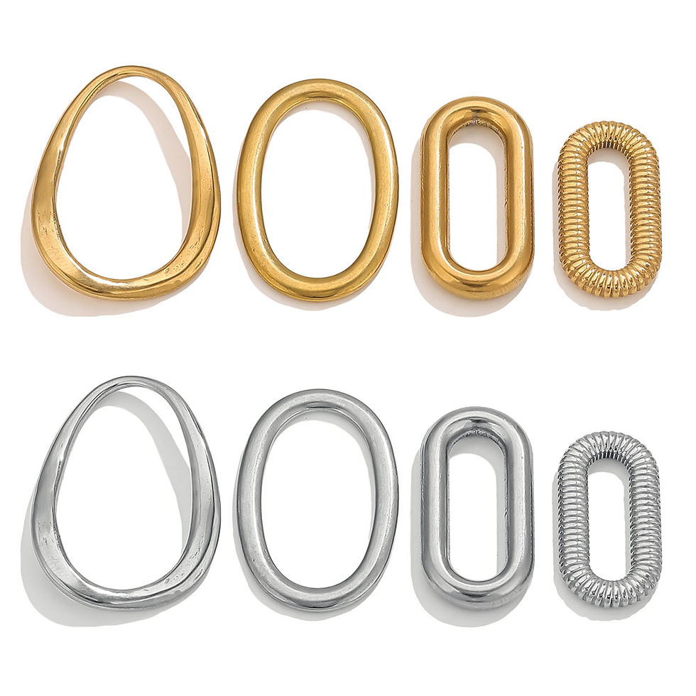 Thumbnail: 5PCS Stainless Steel Connectors Gold Color Irregular Earrings Supplies Bezel Bla