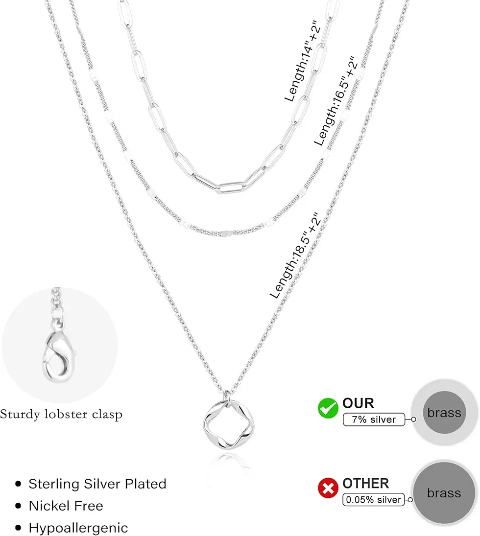 Miniatura: Layered 14k Gold Plated Necklaces for Women Stackable Silver Plated Circle Paper