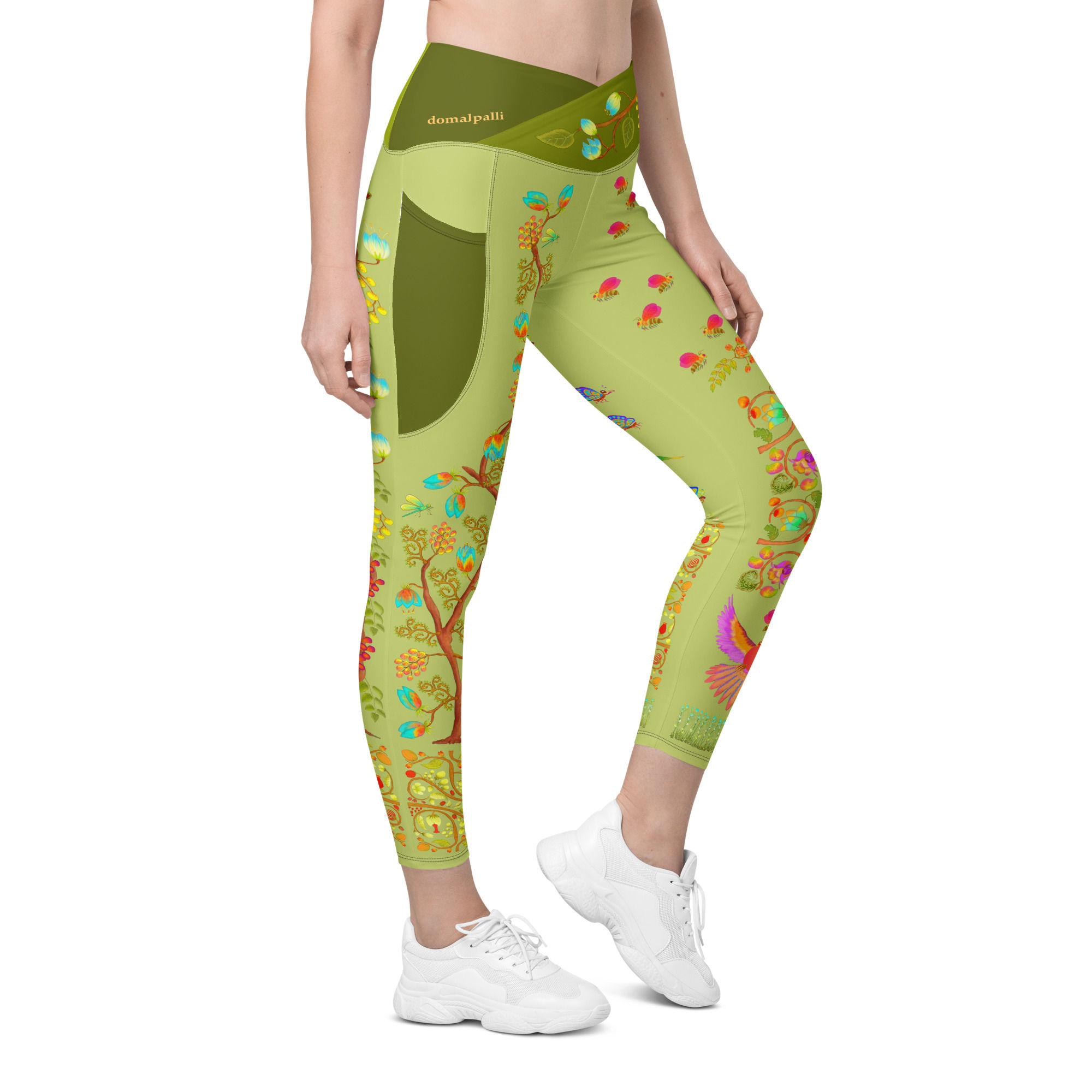 Leggings with pockets - Hand Painted Nature Motifs on Karaka