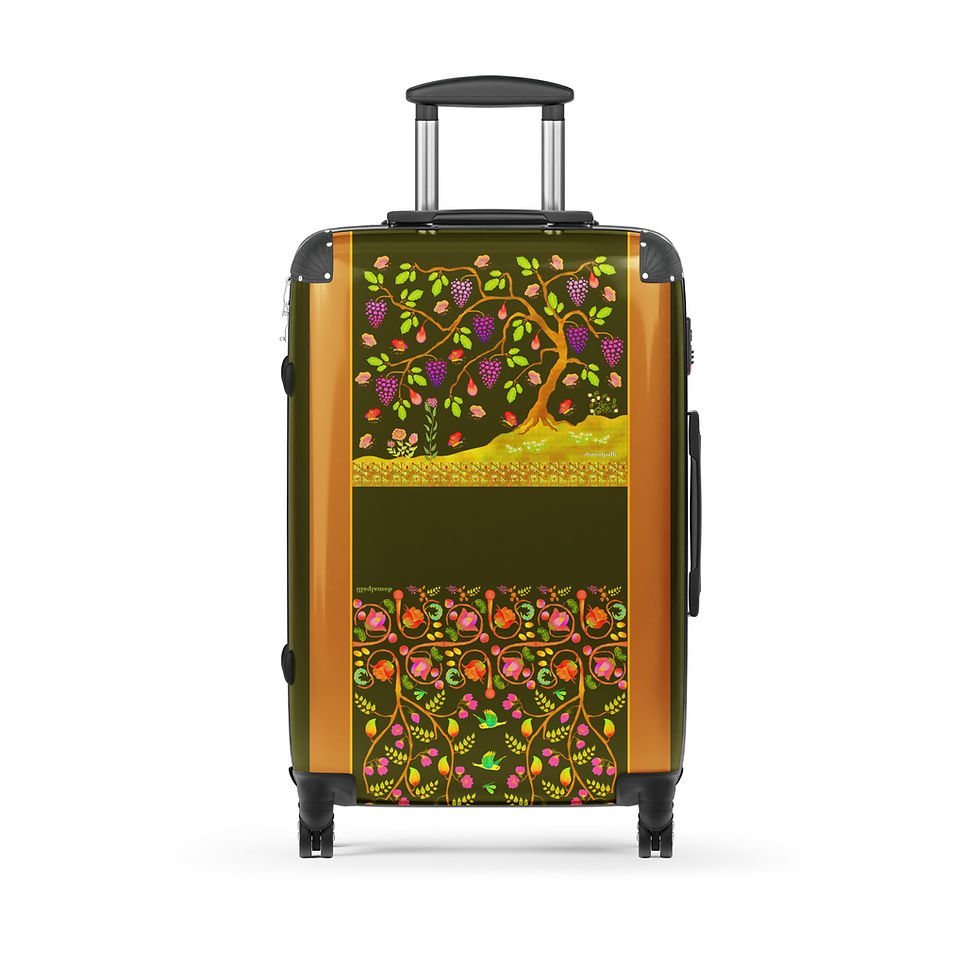Thumbnail: Hard-shell suitcase - Painted Nature Motifs Printed on Karaka