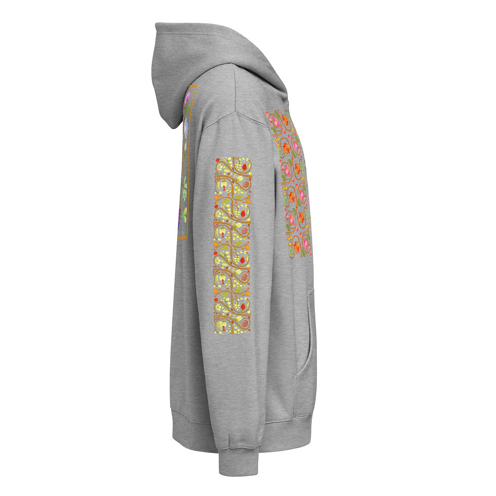 Thumbnail: Men’s box hoodie - Hand Painted & Printed Nature Motifs