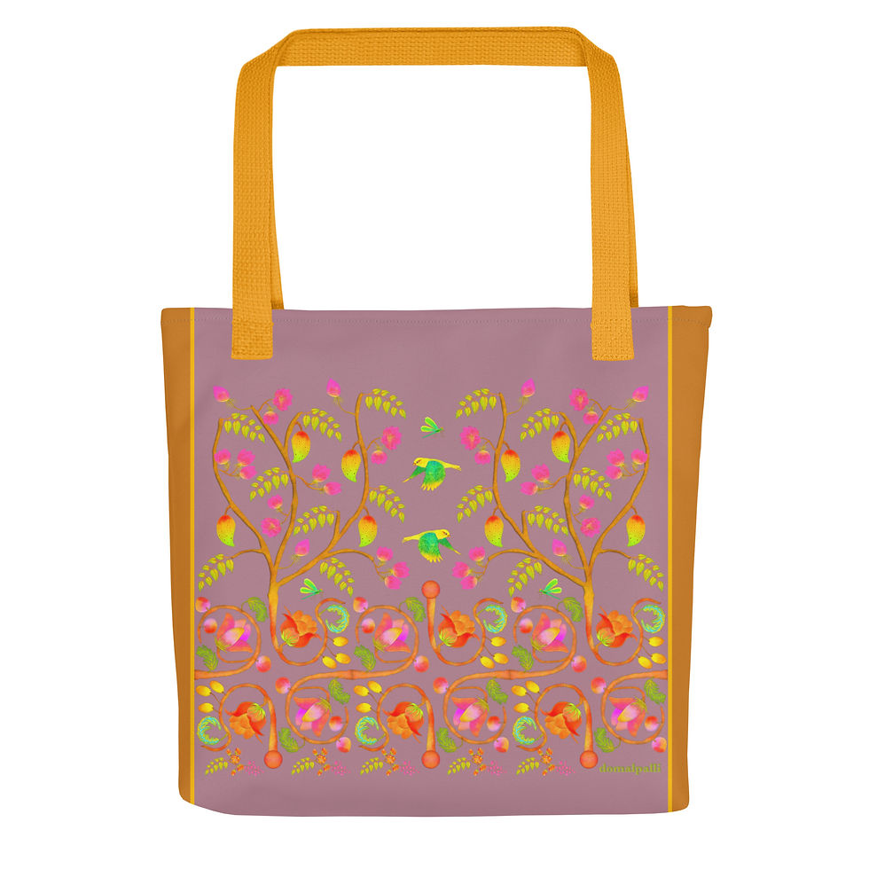 Thumbnail: Tote bag - Hand Painted Nature Motifs on Tapestry