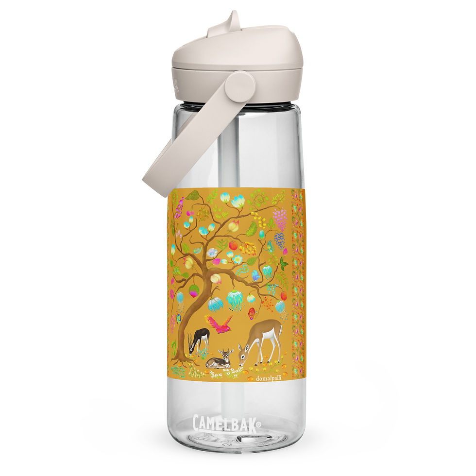 Thumbnail: Flip straw water bottle - Nature Motifs on Buttercup
