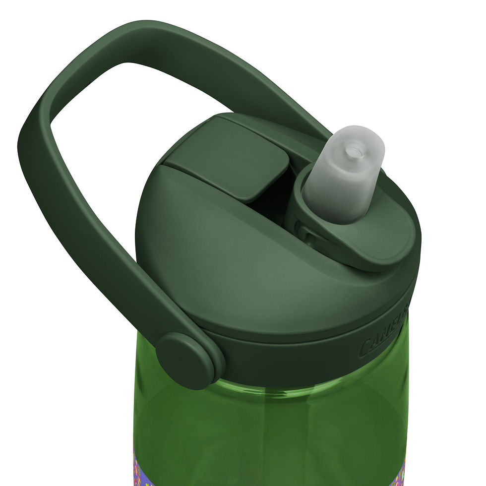 Thumbnail: Flip straw water bottle - Nature Motifs on Medium Slate Blue
