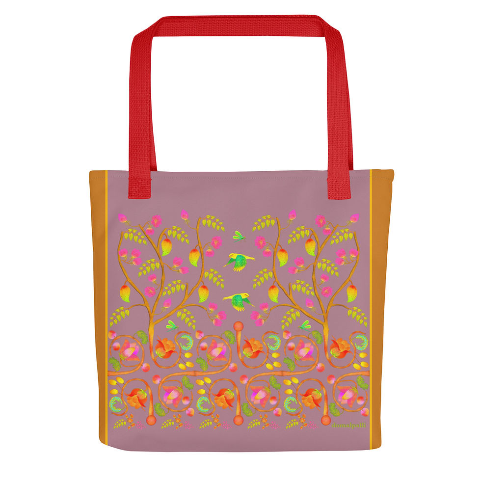 Thumbnail: Tote bag - Hand Painted Nature Motifs on Tapestry