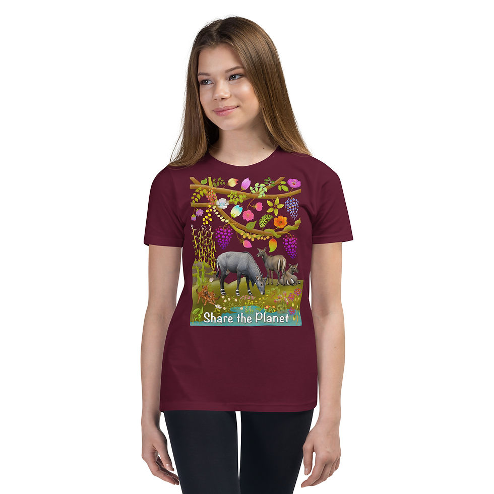Thumbnail: Youth Short Sleeve T-Shirt - Neelgai & Dhole Pups