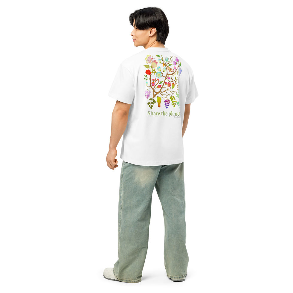 Thumbnail: Men’s box tee - Hand painted & Printed Nature Motifs