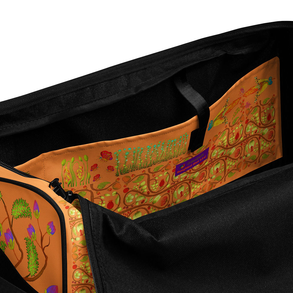 Thumbnail: Duffle bag - Hand Painted Nature Motifs on Texas Rose