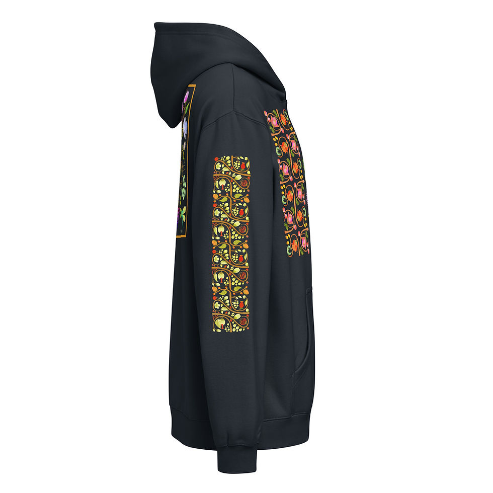 Thumbnail: Men’s box hoodie - Hand Painted & Printed Nature Motifs